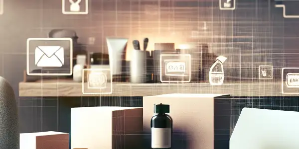 A cozy home setting showcasing elegantly packaged adult products on a coffee table, emphasizing discretion and comfort.