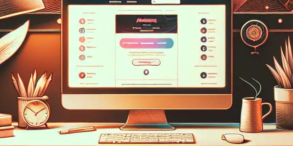 A cozy home office with a laptop displaying a legitimate adult content site, emphasizing digital security and privacy.