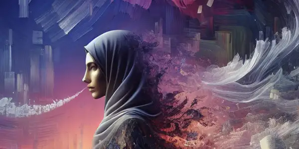 A serene poet surrounded by floating pages of poetry in a dreamlike twilight landscape, evoking emotion and intimacy.